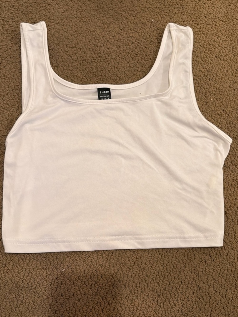 SHEIN White Square Neck Cropped Tank